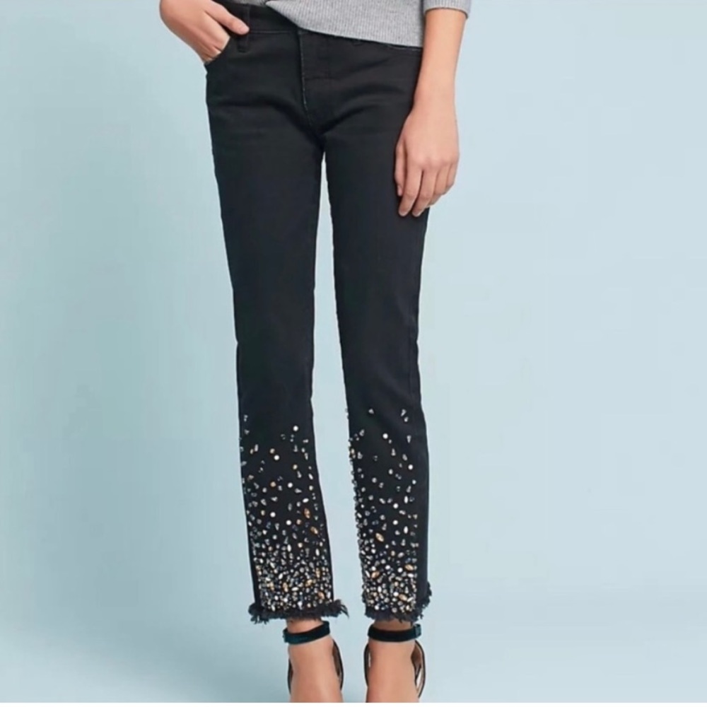 Anthropologie Pilcro and the letterpress Rhinestone Jeans black